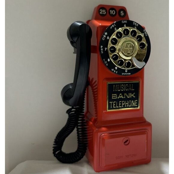 Crosley Red PayPhone 1950'sRetro Style Savings Bank with KEY, Metal Toy! Rare - Picture 3 of 3